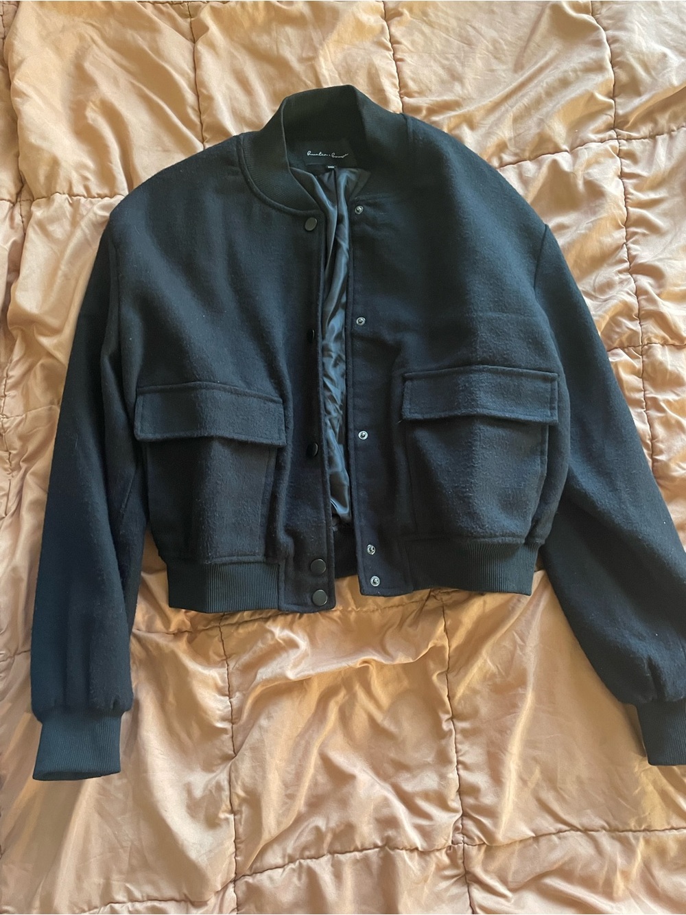 Black Women's Cropped Bomber Jacket